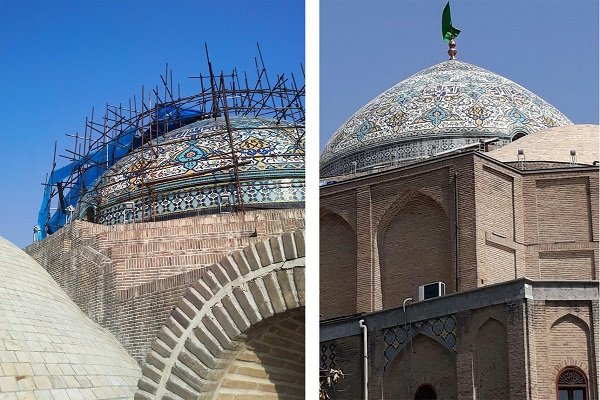 داربست های ۱۴ ساله گنبد اصلی مسجد سپهسالار برچیده شد